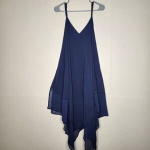 Tommy Bahama Scarf Swim Cover Up Dress Size S/M Navy Adjustable Straps Flowy